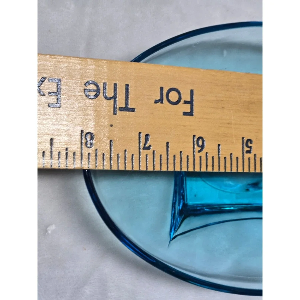 Vintage Hazel Atlas Capri Azure Blue Glass Oval Bowl MCM Colonial Footed Dish